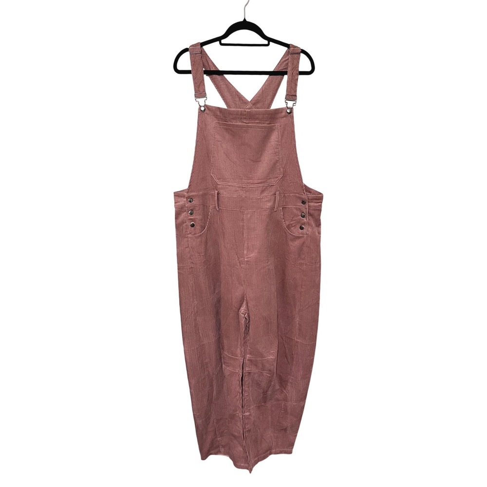 NWT Amazon Pink Corduroy Overalls Wide Leg Barrel Leg Bib Jumpsuit Plus size XXL